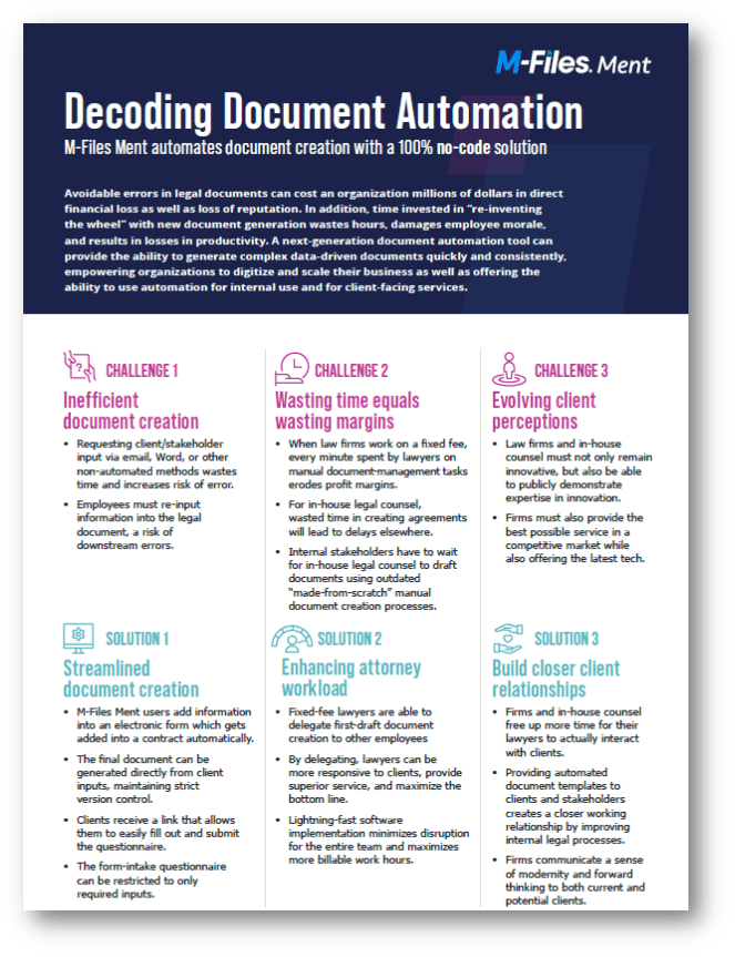 solution brief: M-Files Ment Decoding Document Automation